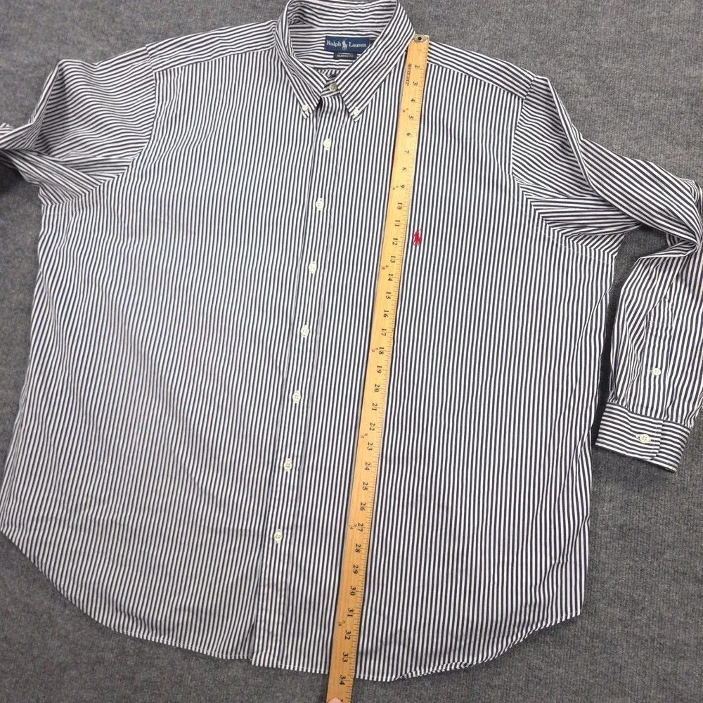 Vintage Ralph Lauren Shirt Mens 3XB Navy White Striped Red Pony Classic Fit 90s